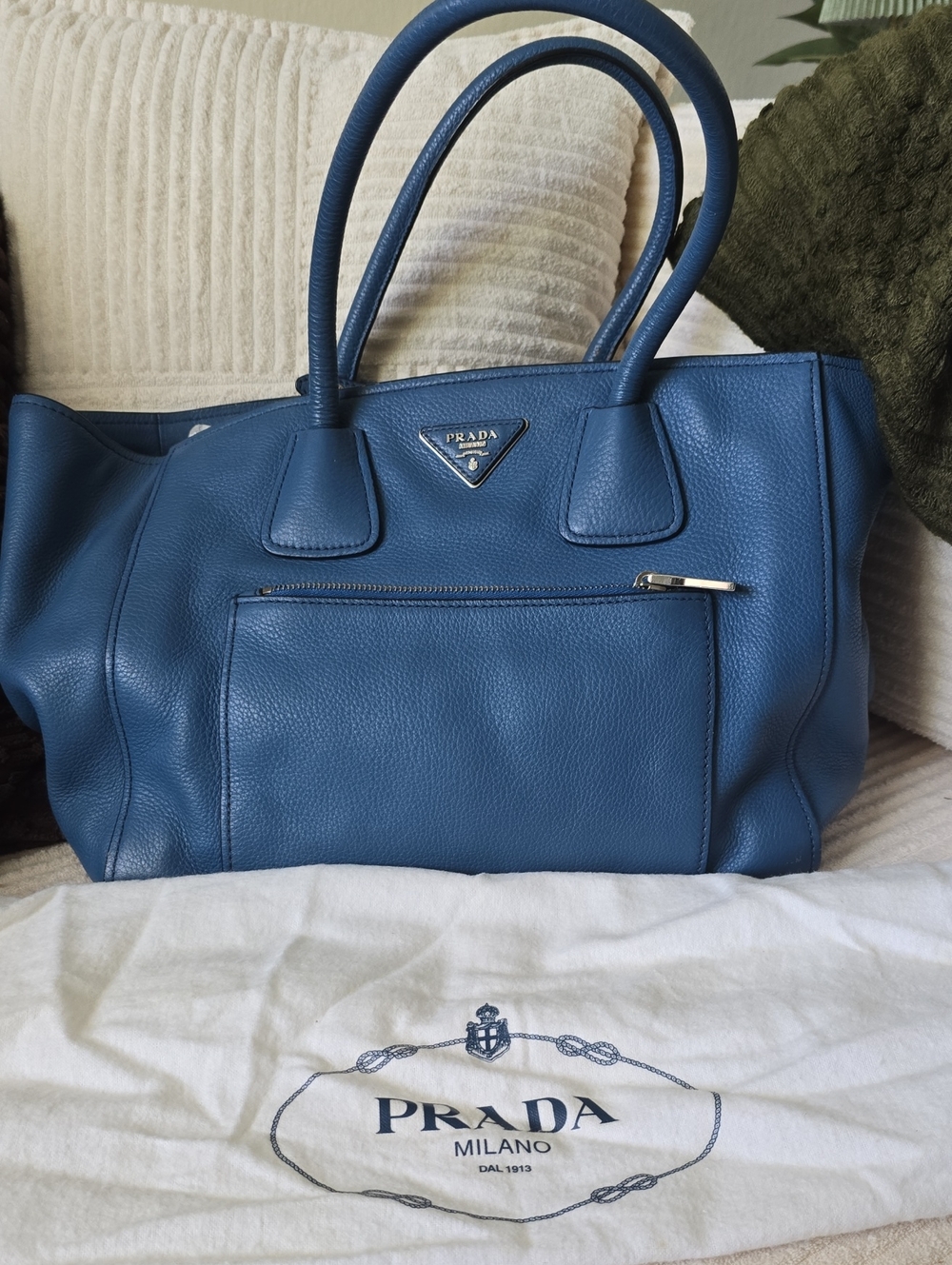 Prada Vitello Daino Front Pocket Tote
